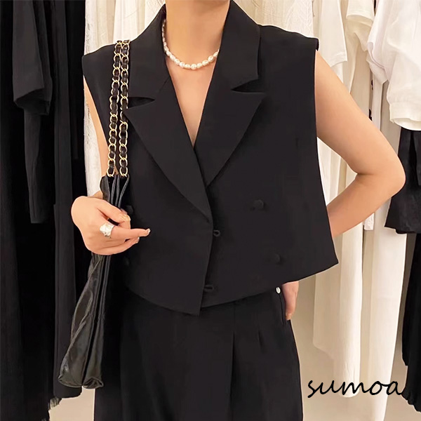 BBCOの黒のラメ入りのベストとパンツのセットアップスーツ BBCOの黒の