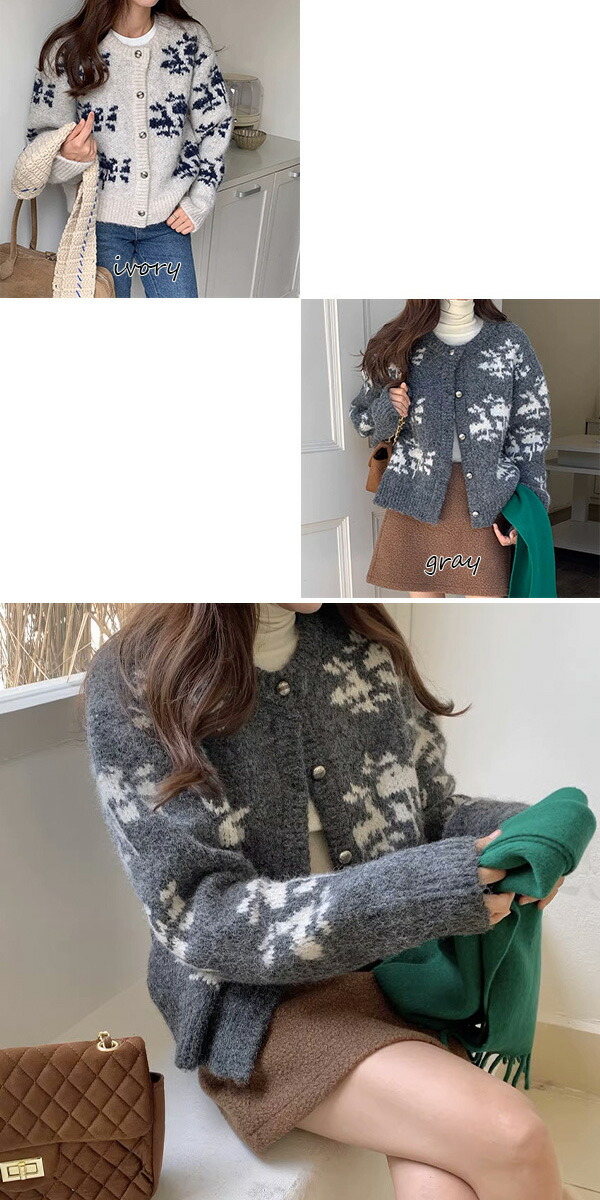 楽天市場】ニットジャケット ノルディック柄カーディガン 求心柄