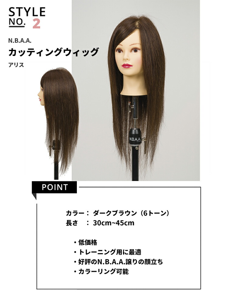 楽天市場】N.B.A.A アップウィッグ2【ダークブラウン】人毛100％ 練習