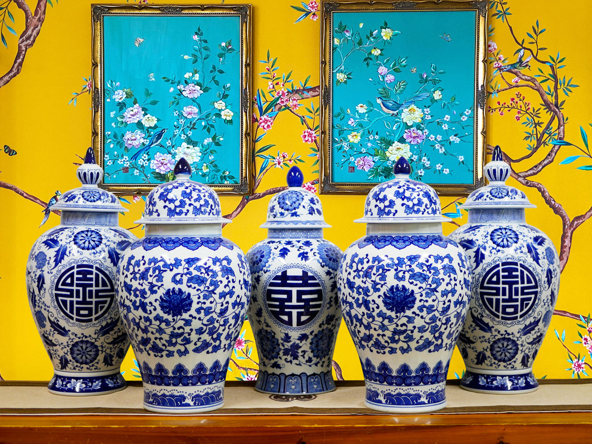 楽天市場】飾り壺 ジンジャージャー ポット シノワズリ Blue & White