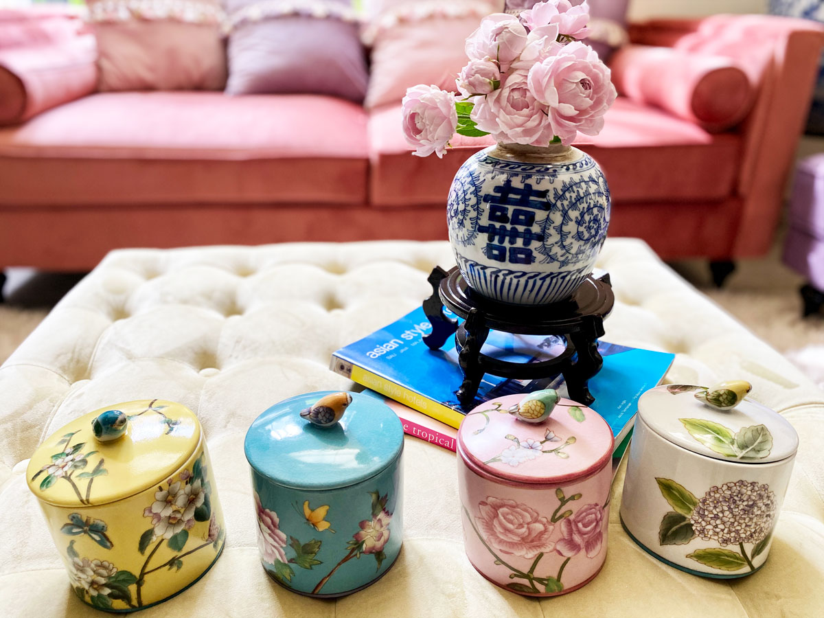 楽天市場】シノワズリ 装飾 オーナメント キャニスター 花鳥柄 陶器