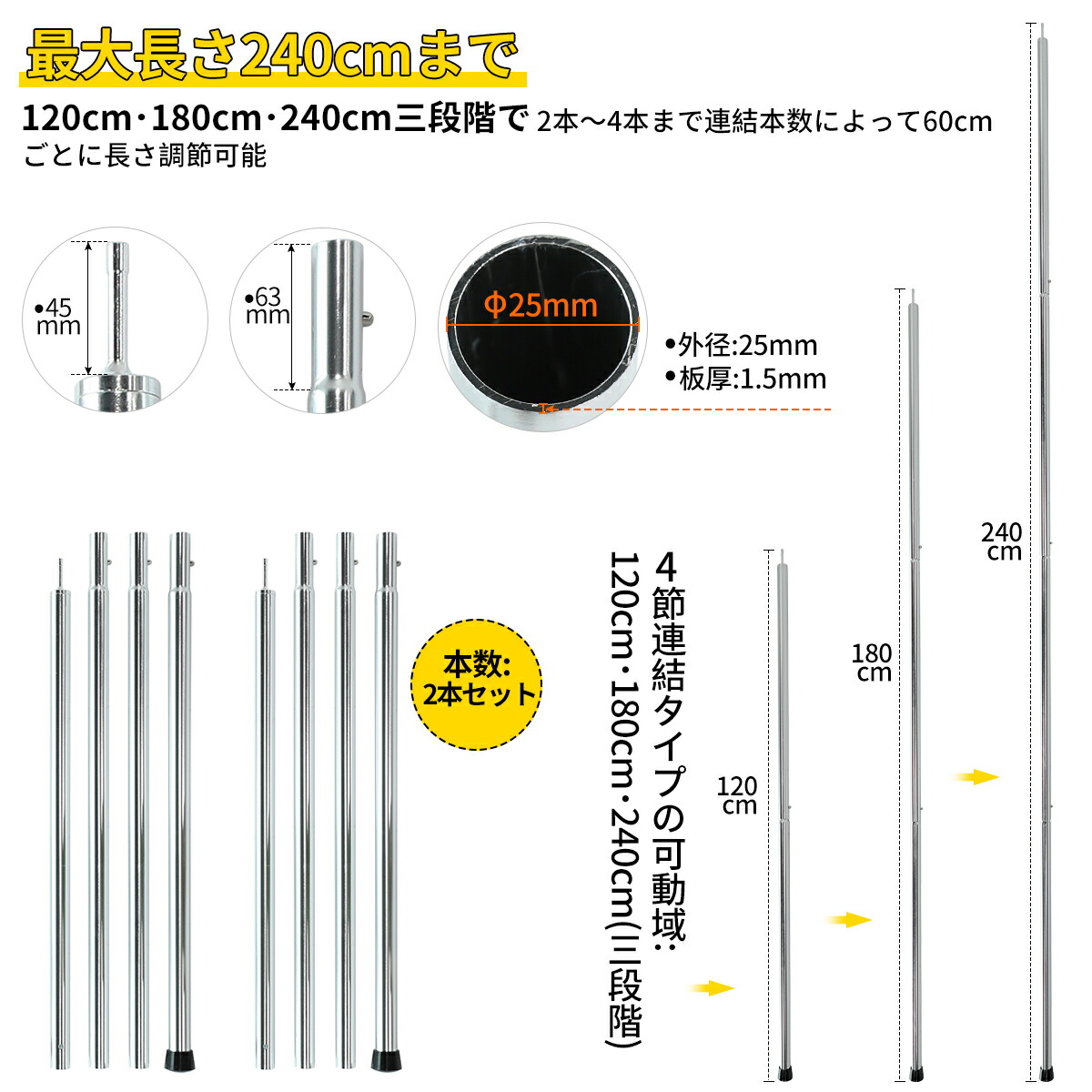 楽天市場】Soomloom テントポール アルミ製テントポール 2本セット