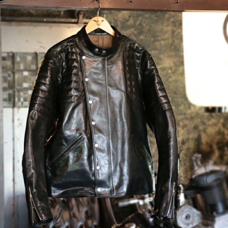 オブザネ－ジュスタイル ホースレザー シングルライダース ジャケット