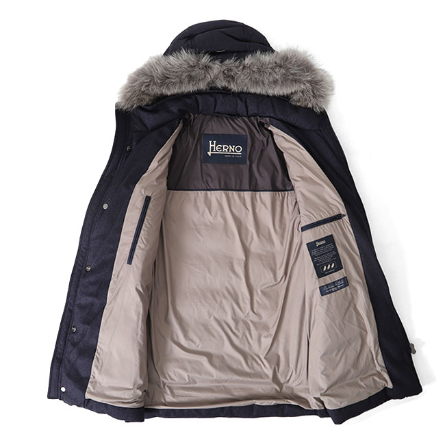 楽天市場】HERNO ヘルノ N-3B PIACENZA シルクカシミヤ ファー付き