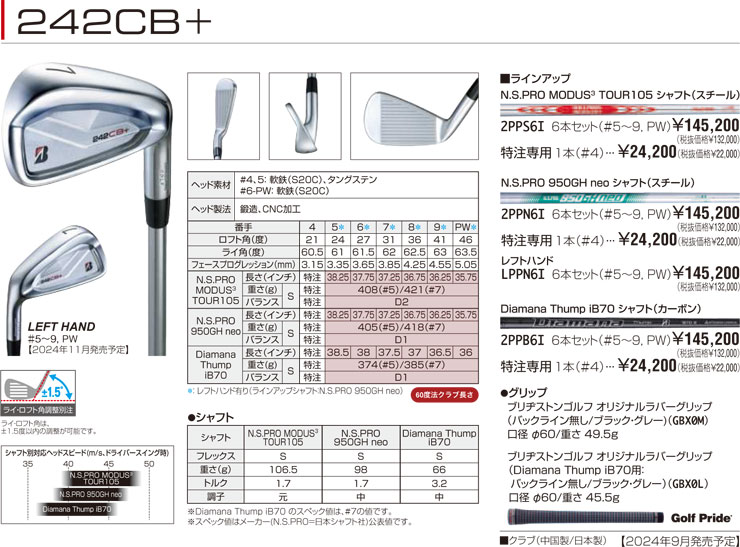 楽天市場】ブリヂストン ツアーB 242CB+ アイアン 6本セット[＃5-P
