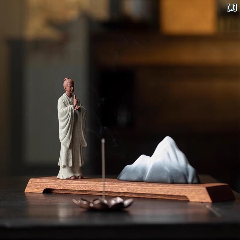 楽天市場】置物 中国風 小道士 フィギュア 禅意 紫砂 人物像 工芸品 新