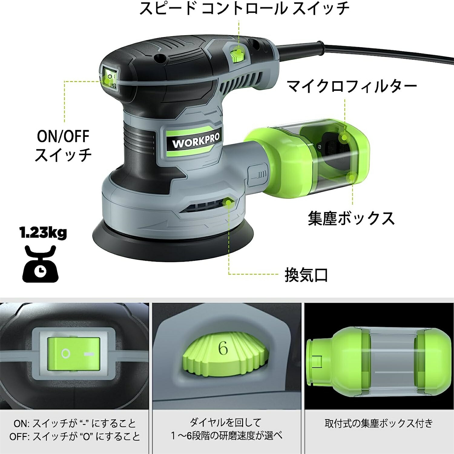 楽天市場】【10%OFF】WORKPRO サンダー 電動サンダー ランダムサンダー