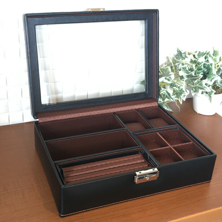 楽天市場】男のアクセサリーボックスL 黒 ブラック メンズ 男性