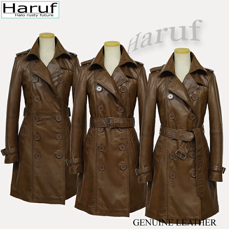 楽天市場】Haruf レザーコート トレンチコート レディース 本革