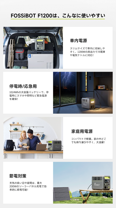 楽天市場】FOSSiBOT ポータブル電源 1200W リン酸鉄 4000回サイクル