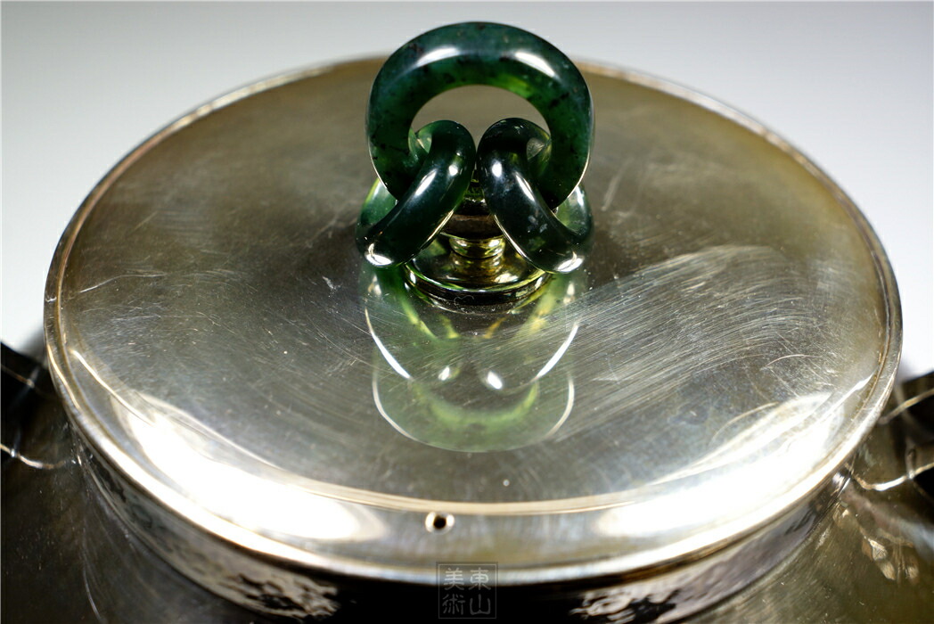 楽天市場】純銀細工 手作り 銀瓶 鹿文高彫注ぎ口 貴石摘み 銀湯沸 純銀