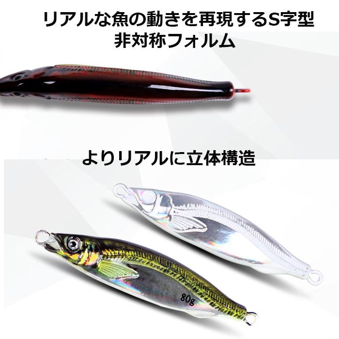 楽天市場】メタルジグ 非対称 S字 3D ジグ 遠投 夜光 グロー ルアー