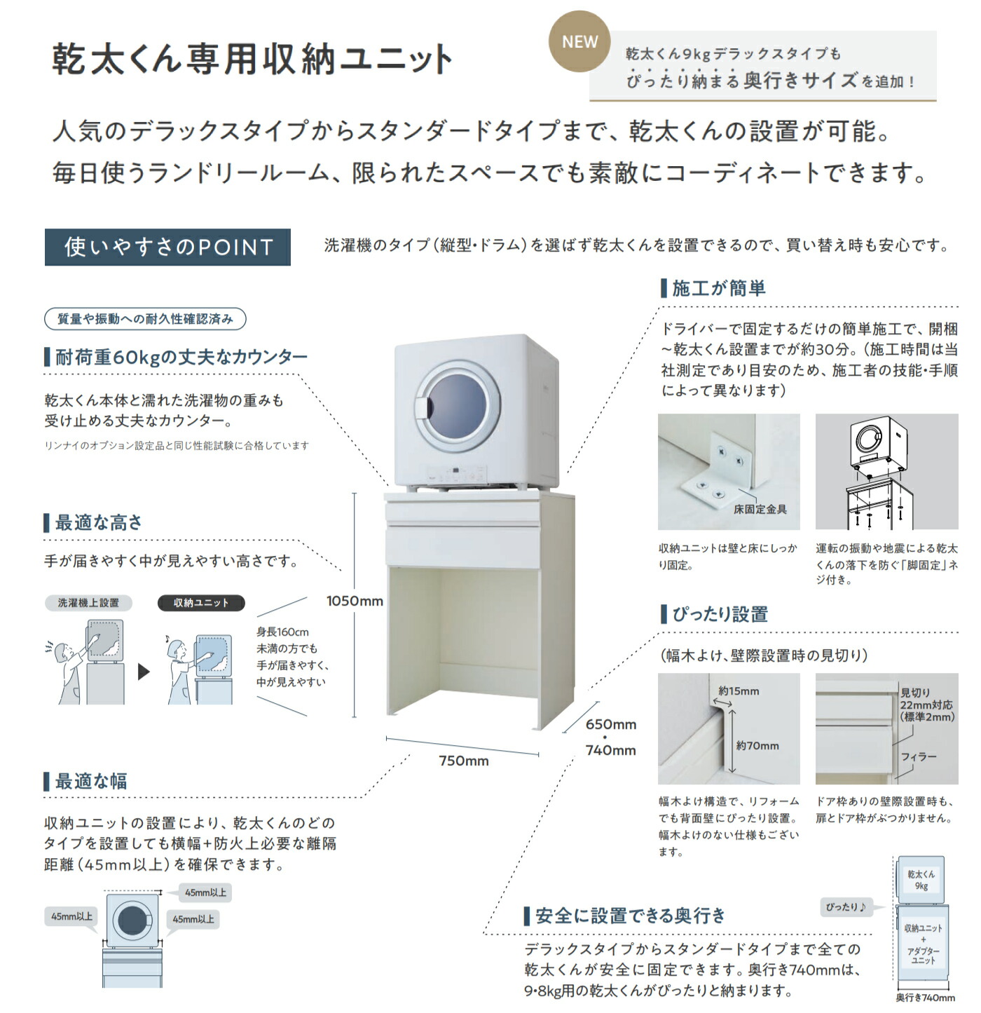 楽天市場】乾太くん専用収納ユニット 9・8kg用 ☆送料無料☆【永大産業
