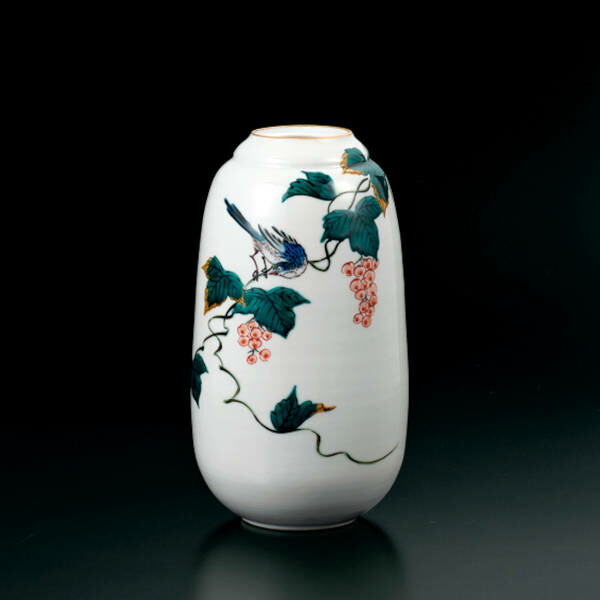 九谷焼花瓶 壺 花入 花器 金彩 角地耕山作 古美術 華道 九谷焼 壺