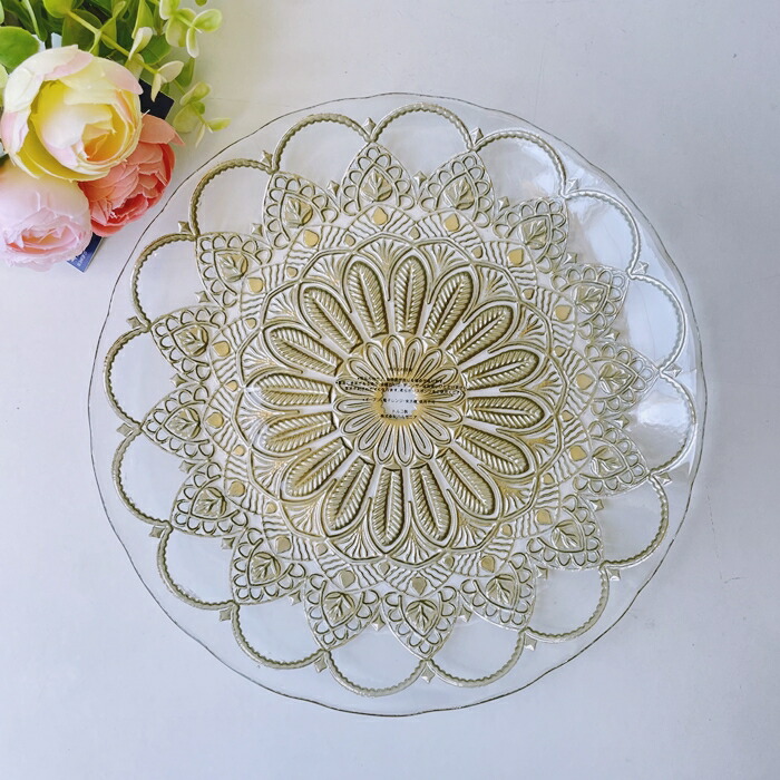 楽天市場】【ハルモニア】ゴールドダンテガラスプレート S hm-800063