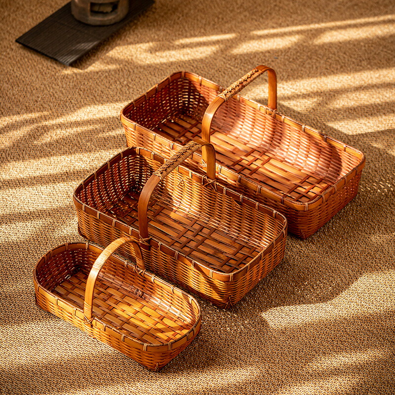 楽天市場】清境Craft 自然素材にこだわったかご 竹 かご 手作り 竹籠