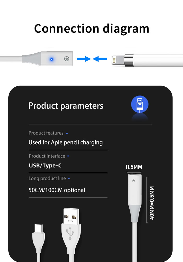 楽天市場】APPLE Pencil(第1世代)用充電ケーブル 1.0m 全2種(USB-C/USB