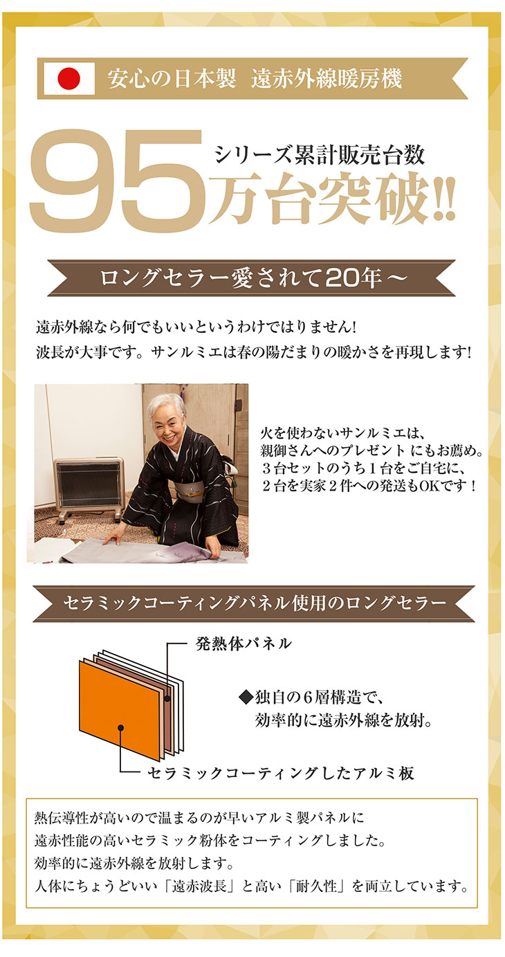 楽天市場】限定カラー サンルミエ 800SD オレンジパネル 遠赤外線