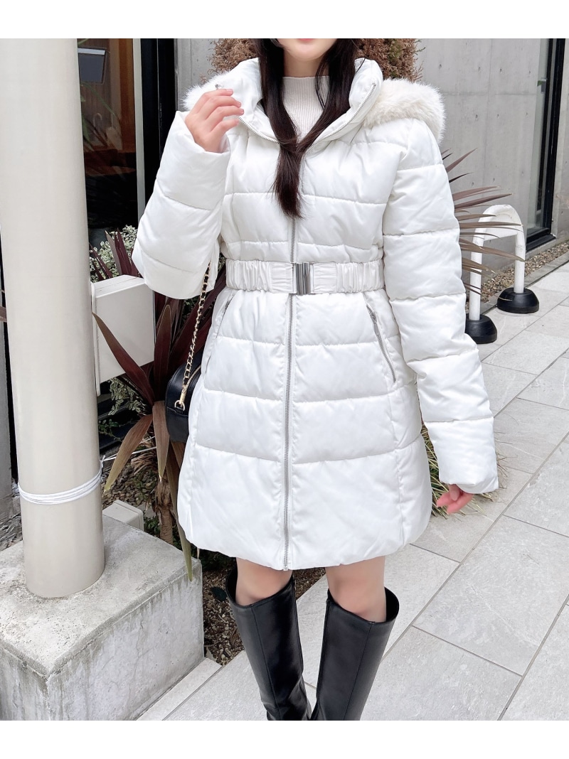 楽天市場】【SALE／41%OFF】ファー+フード付ウエストベルトエコダウン