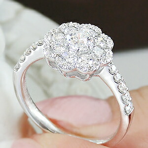 楽天市場】pt900【1.0ctUP】ダイヤモンド フラワー リング