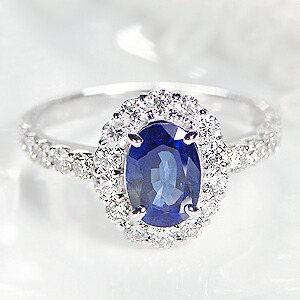 楽天市場】Pt900 ブルーサファイア ＆ ダイヤモンド リング上品