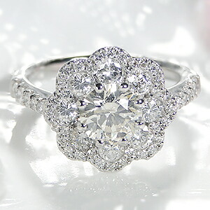 楽天市場】pt900【2.10ctUP】ダイヤモンド フラワー リング