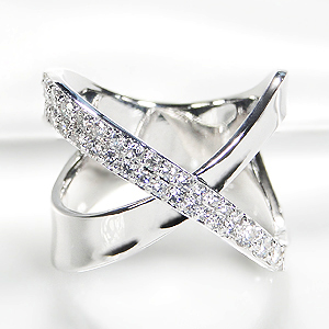 楽天市場】K18WG【0.50ctUP】ダイヤモンド クロス リング【送料無料