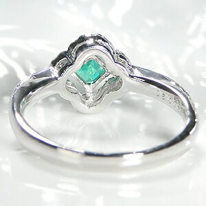 楽天市場】pt900 スクエア エメラルド ＆ ダイヤモンドリング 【送料