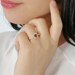 楽天市場】K18YG/PG 大粒 ルビー ダイヤモンド 取り巻きリング指輪