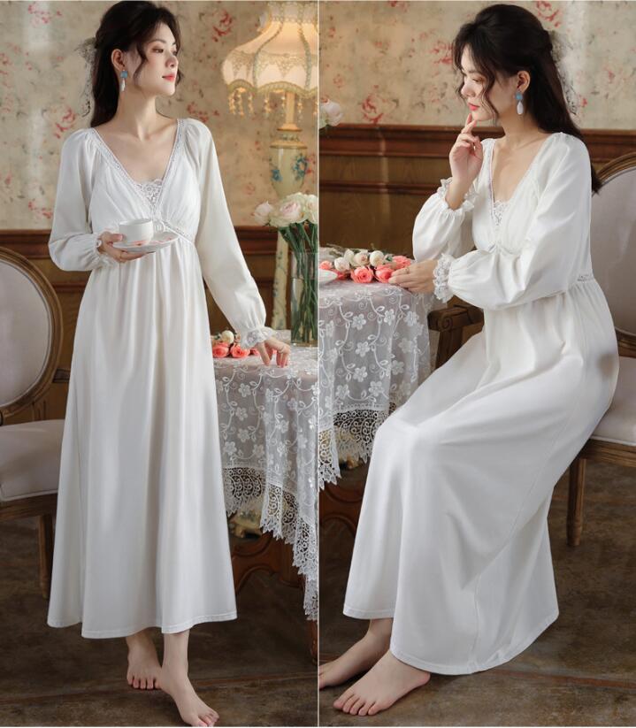 楽天市場】ロング丈 ネグリジェ レディース ワンピース パジャマ 長袖