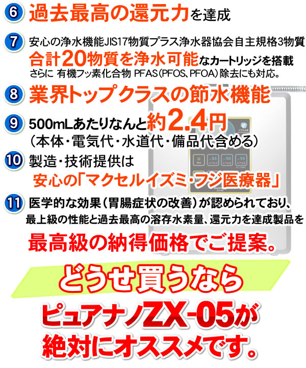 楽天市場】水素水生成器 電解還元水素水 日本製 ピュアナノZX-05 ご