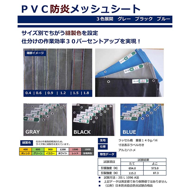 楽天市場】防炎2類PVCメッシュシート 1800×6300 グレー 10枚 メーター