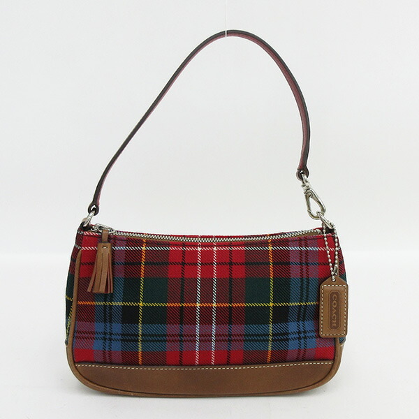 楽天市場】COACH(コーチ) チェック柄 アクセサリーポーチ 8935 赤系