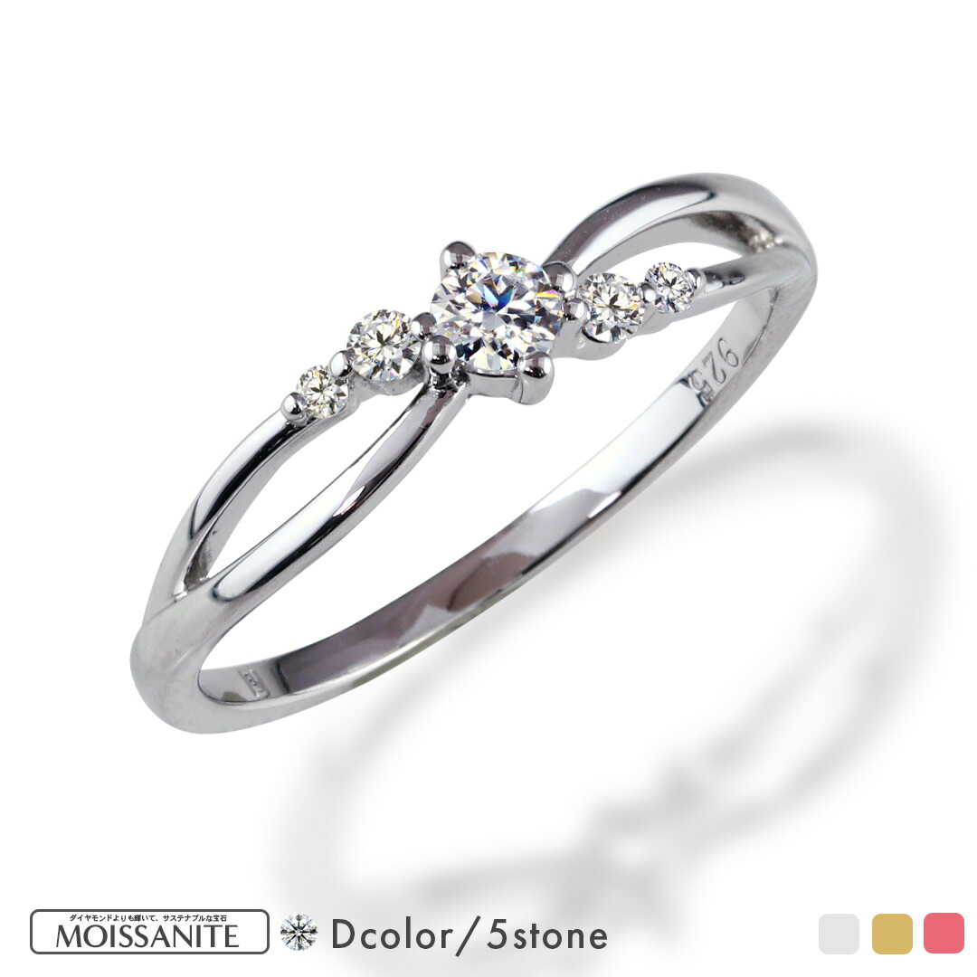 楽天市場】モアサナイト 5ストーン リング モアサナイト 指輪