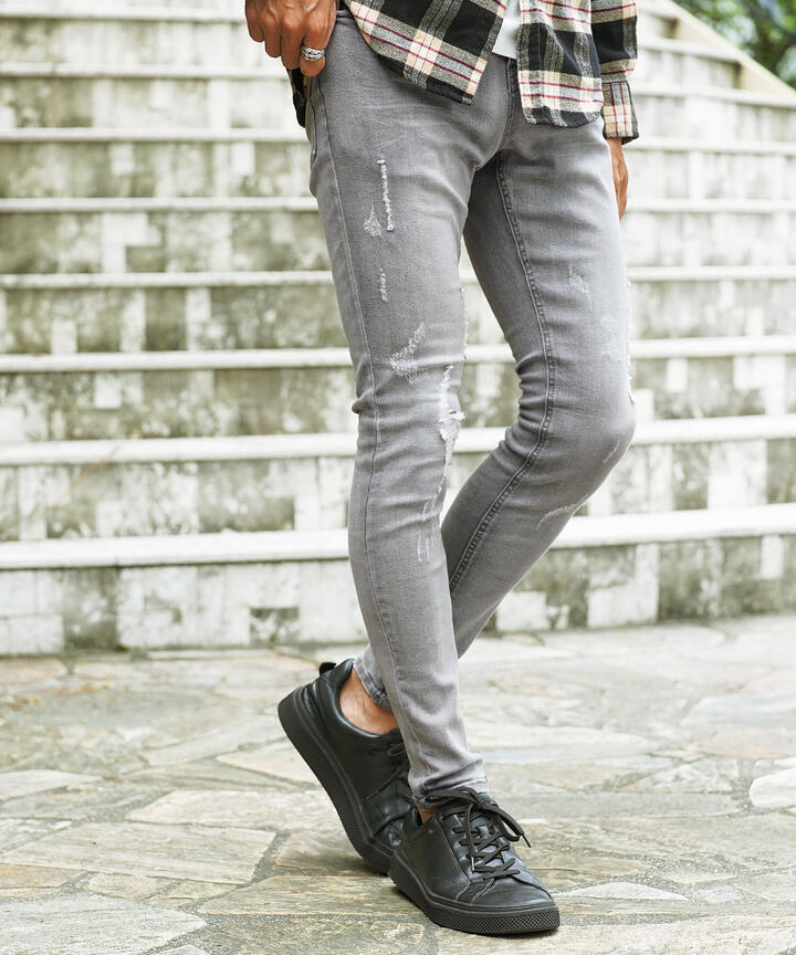 楽天市場】ダメージ スキニー ジーンズ メンズ デニム /スーパー