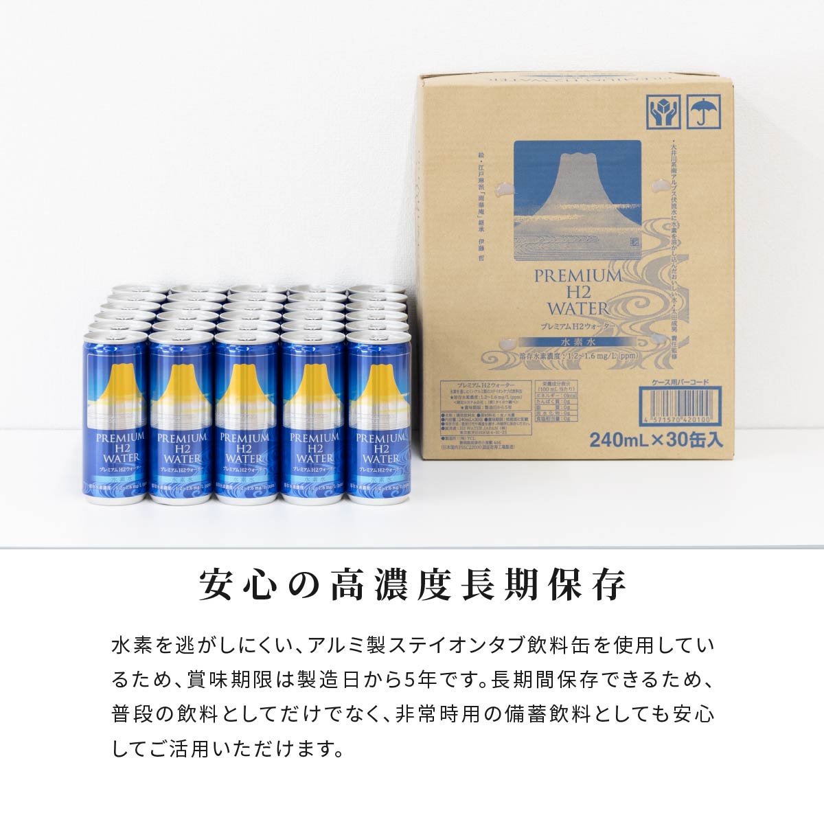 楽天市場】水素水 30本セット 缶 高濃度 水素水 プレミアムH2