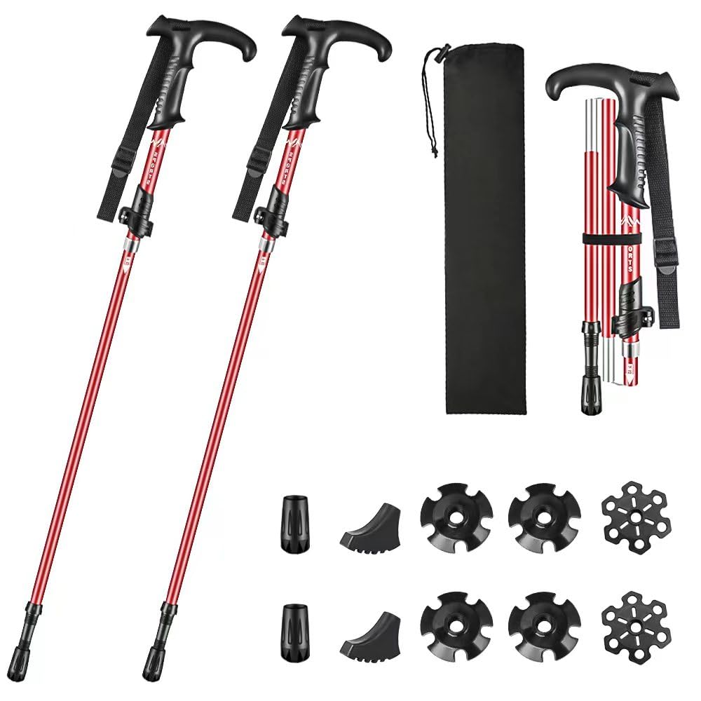 楽天市場】トレッキングポール I字 T字型 2本セット 折りたたみ 超軽量