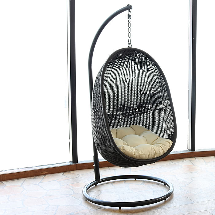 楽天市場】ハンギングチェア たまご型 クッション付 コンパクト