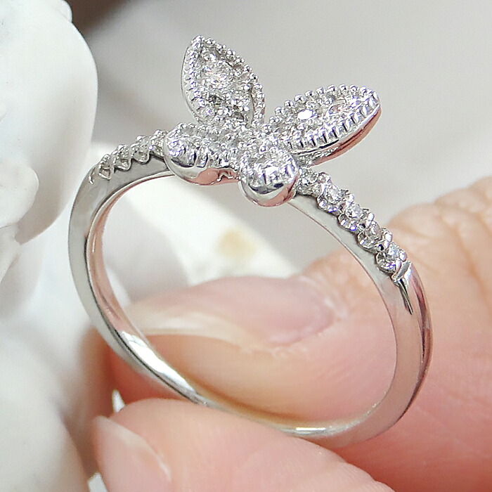楽天市場】Pt900【0.15ct】ダイヤモンド 蝶モチーフ リング【送料無料