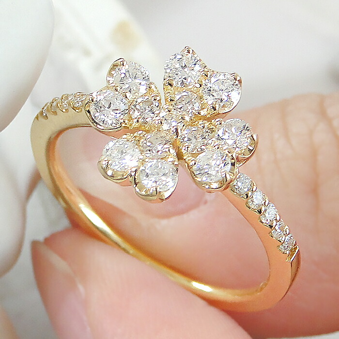 楽天市場】K18YG【0.60ct】ダイヤモンド フラワー モチーフ リング