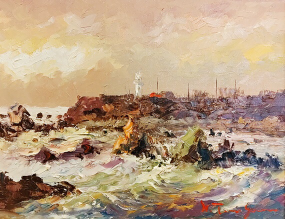 楽天市場】「犬吠埼」谷口春彦 F6サイズ油彩画[油絵]・犬吠埼の風景