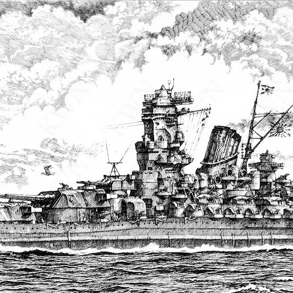 楽天市場】【ペン画額縁セット 岡崎甫雄作 戦艦大和 その2 （長尺