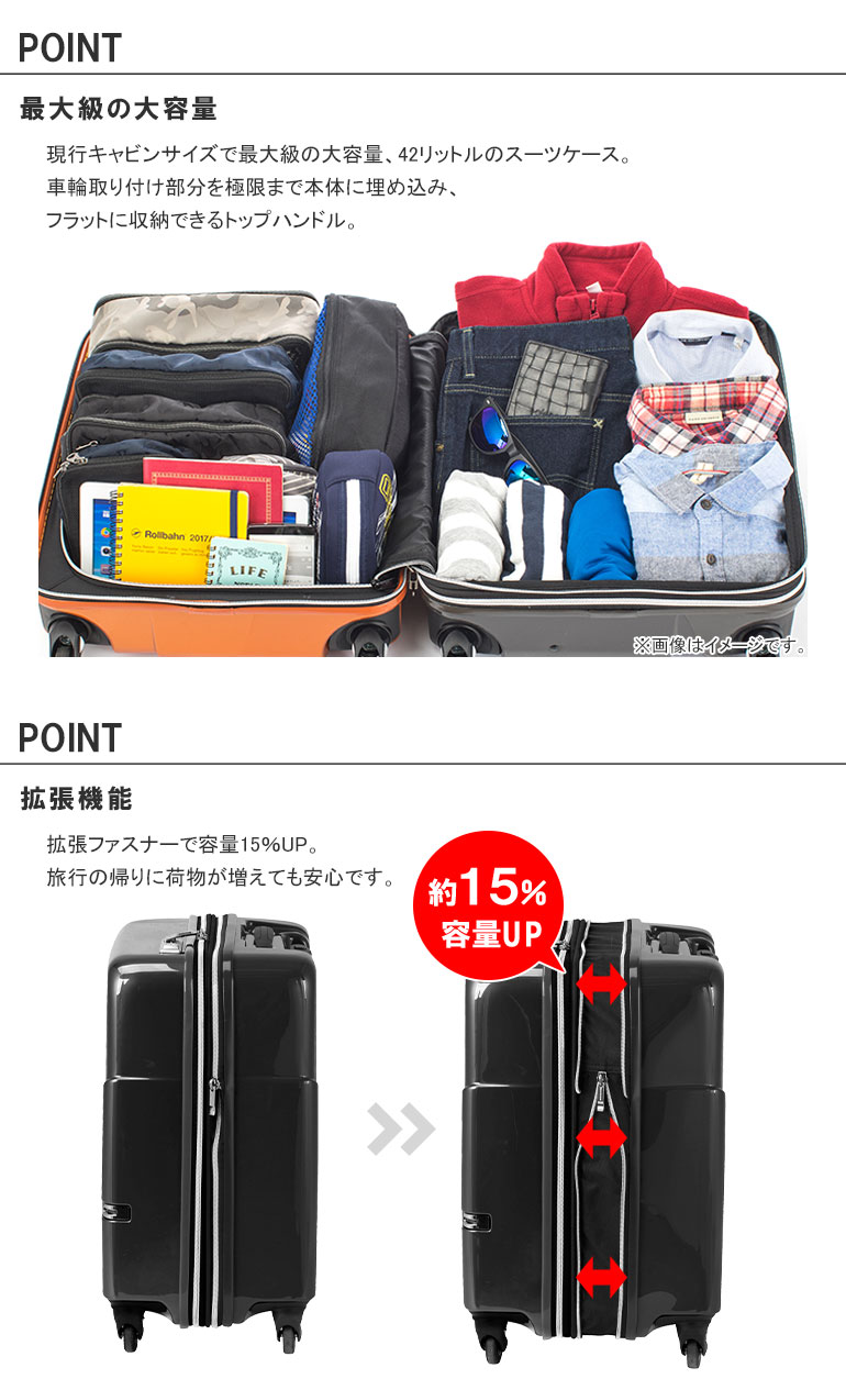 楽天市場】機内持ち込みOK！スーツケース 正規品 [HIDEO WAKAMATSU