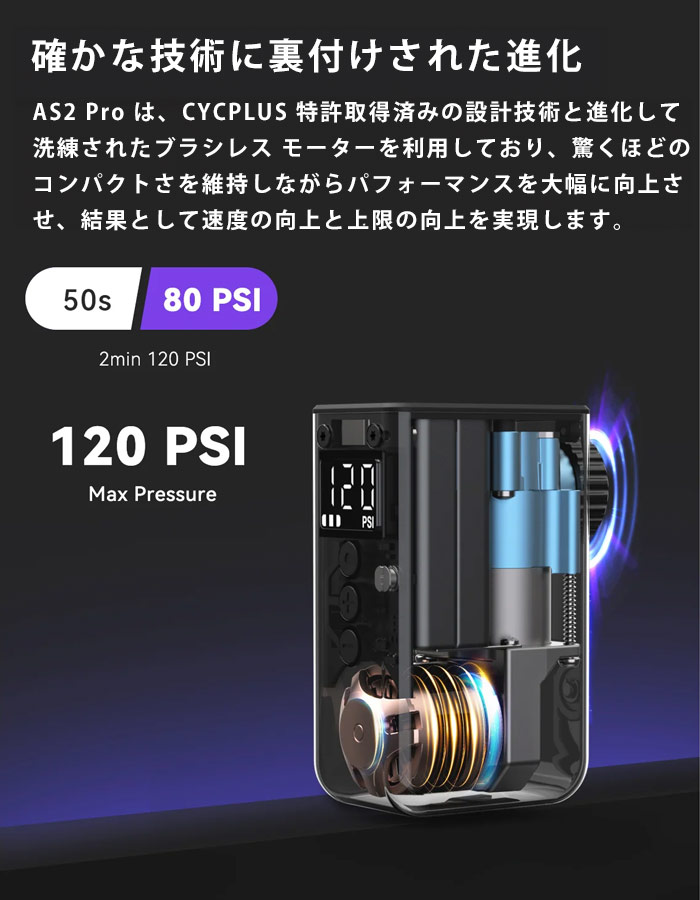 楽天市場】AS2 Pro サイクプラス 自転車 空気入れ 充電式 超 小型 米式