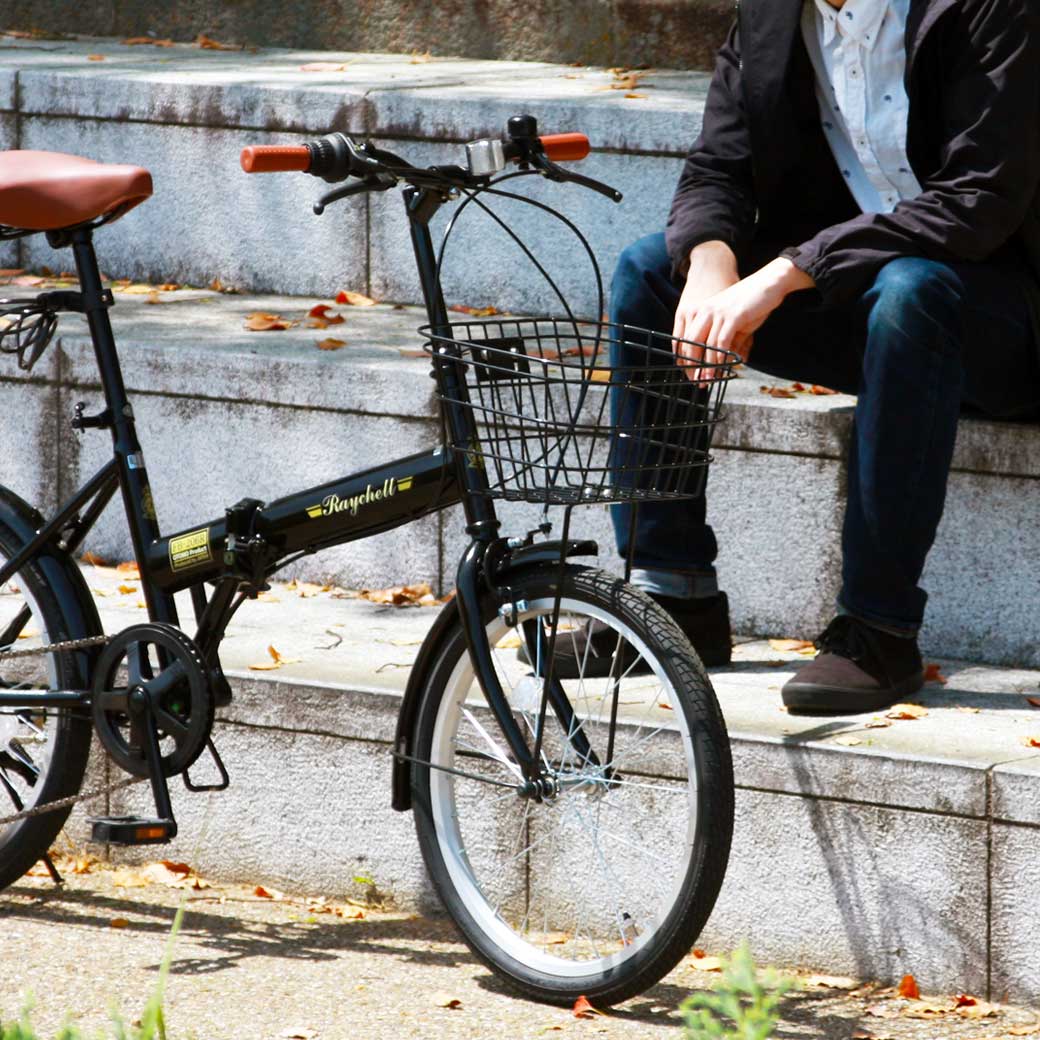 楽天市場】折りたたみ自転車 20インチ 6段 変速 カギ ライト カゴ 付き