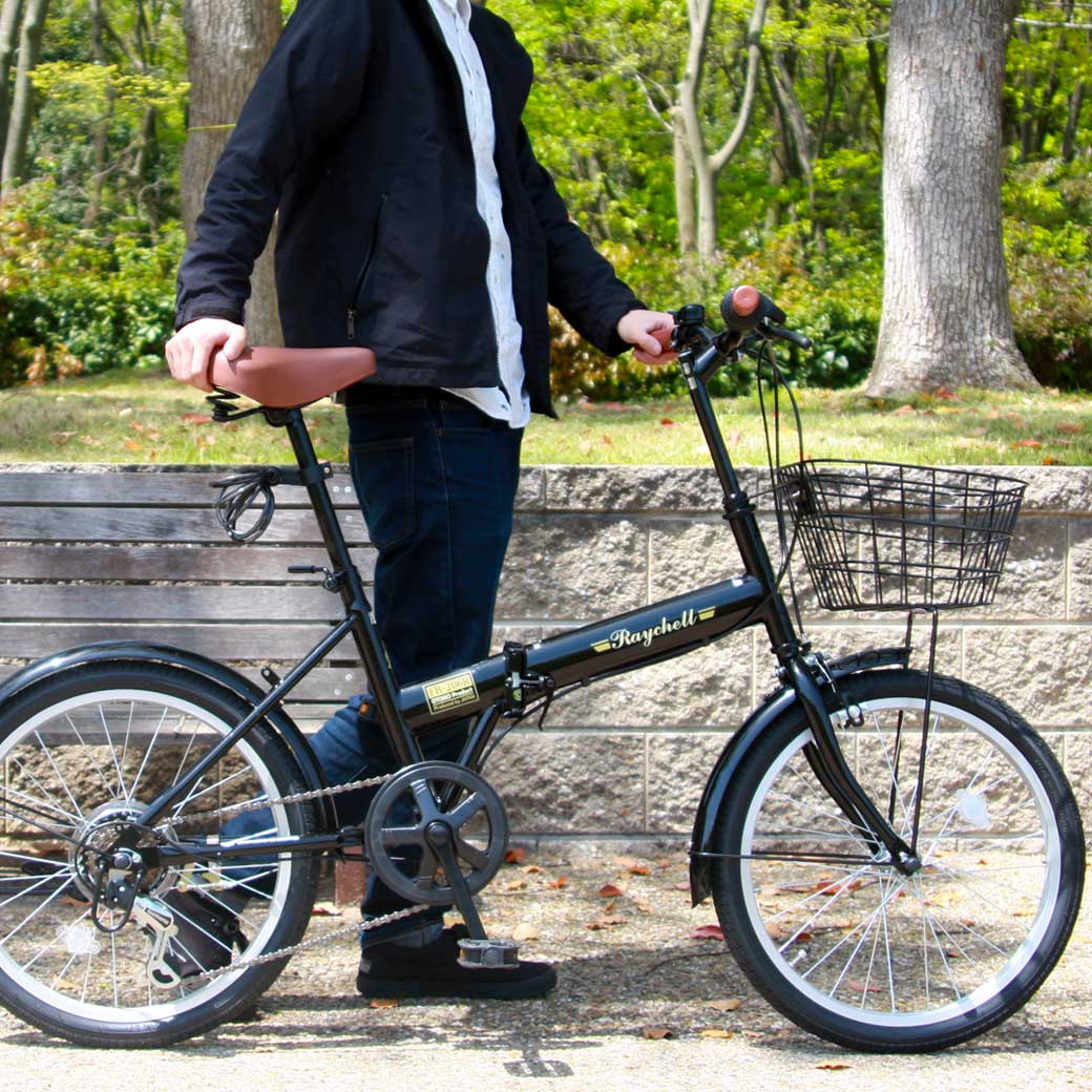 楽天市場】折りたたみ自転車 20インチ 6段 変速 カギ ライト カゴ 付き