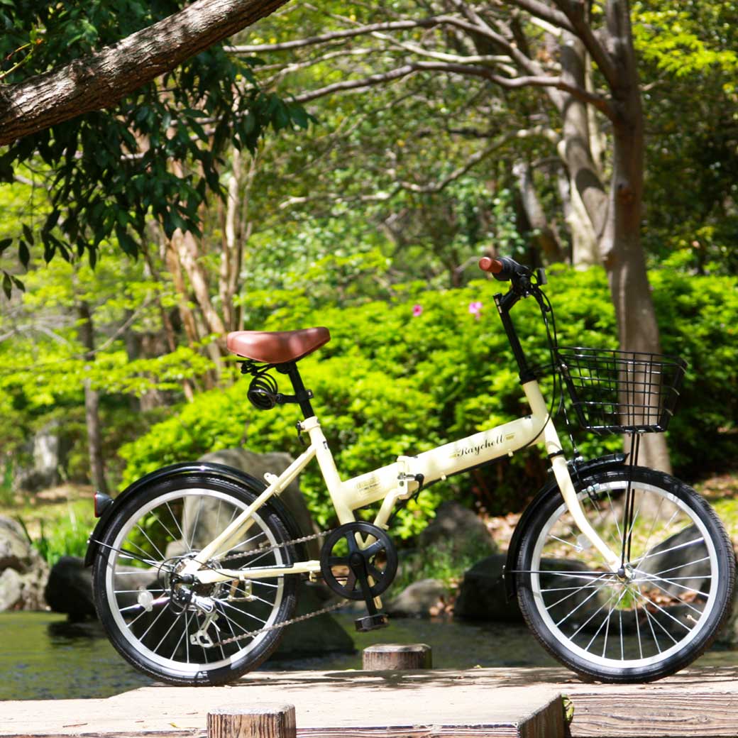 楽天市場】折りたたみ自転車 20インチ 6段 変速 カギ ライト カゴ 付き