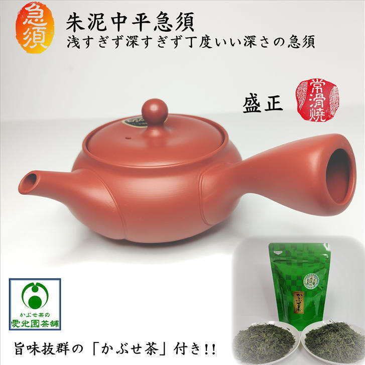 楽天市場】朱泥中平急須 旨味抜群の「かぶせ茶」付き 盛正 常滑焼
