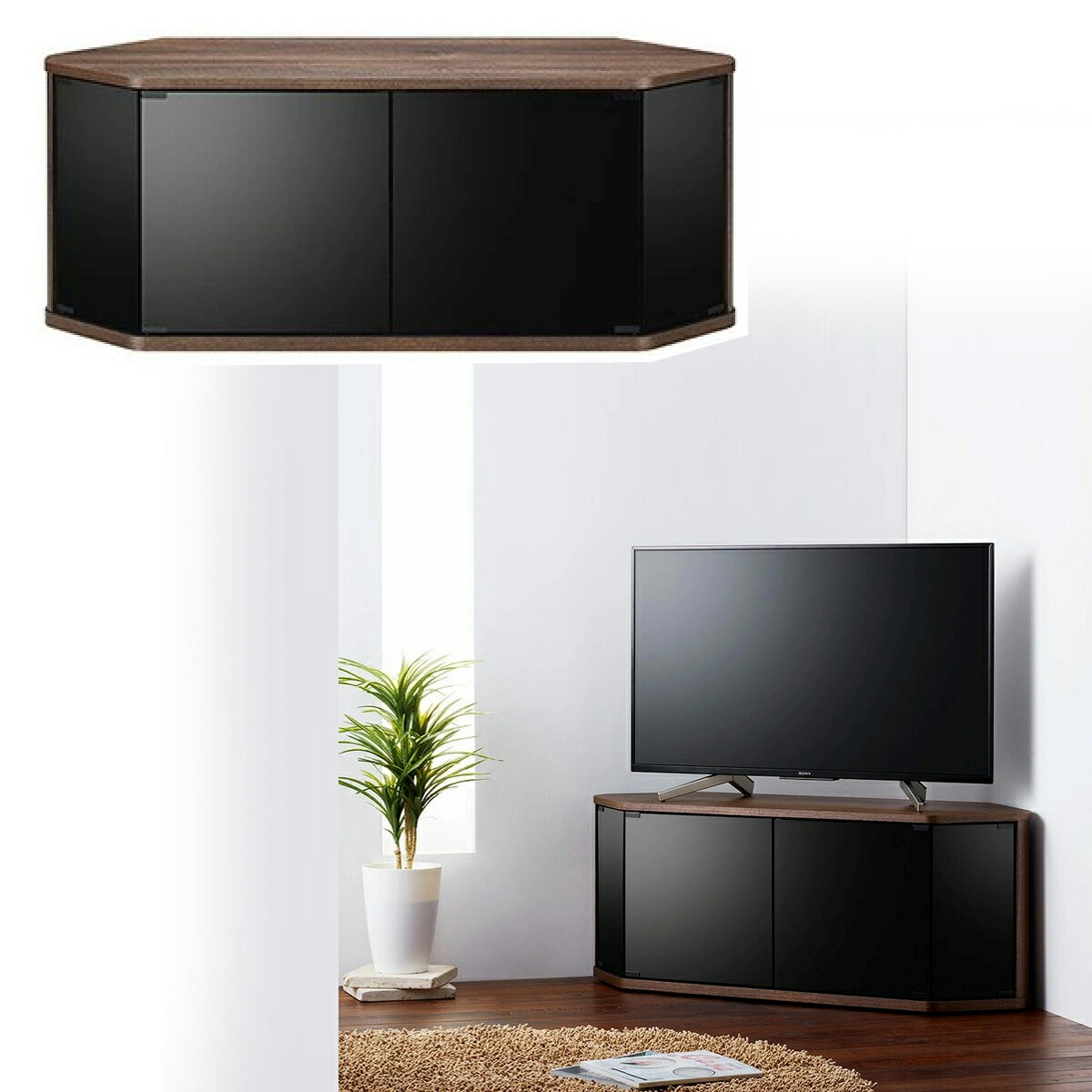 楽天市場】テレビ台 幅115cm ブラウン 木目 白 コーナー PS5大型ゲーム