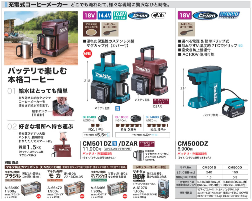 楽天市場】マキタ 充電式コーヒーメーカー 本格コーヒー 18V 14.4V